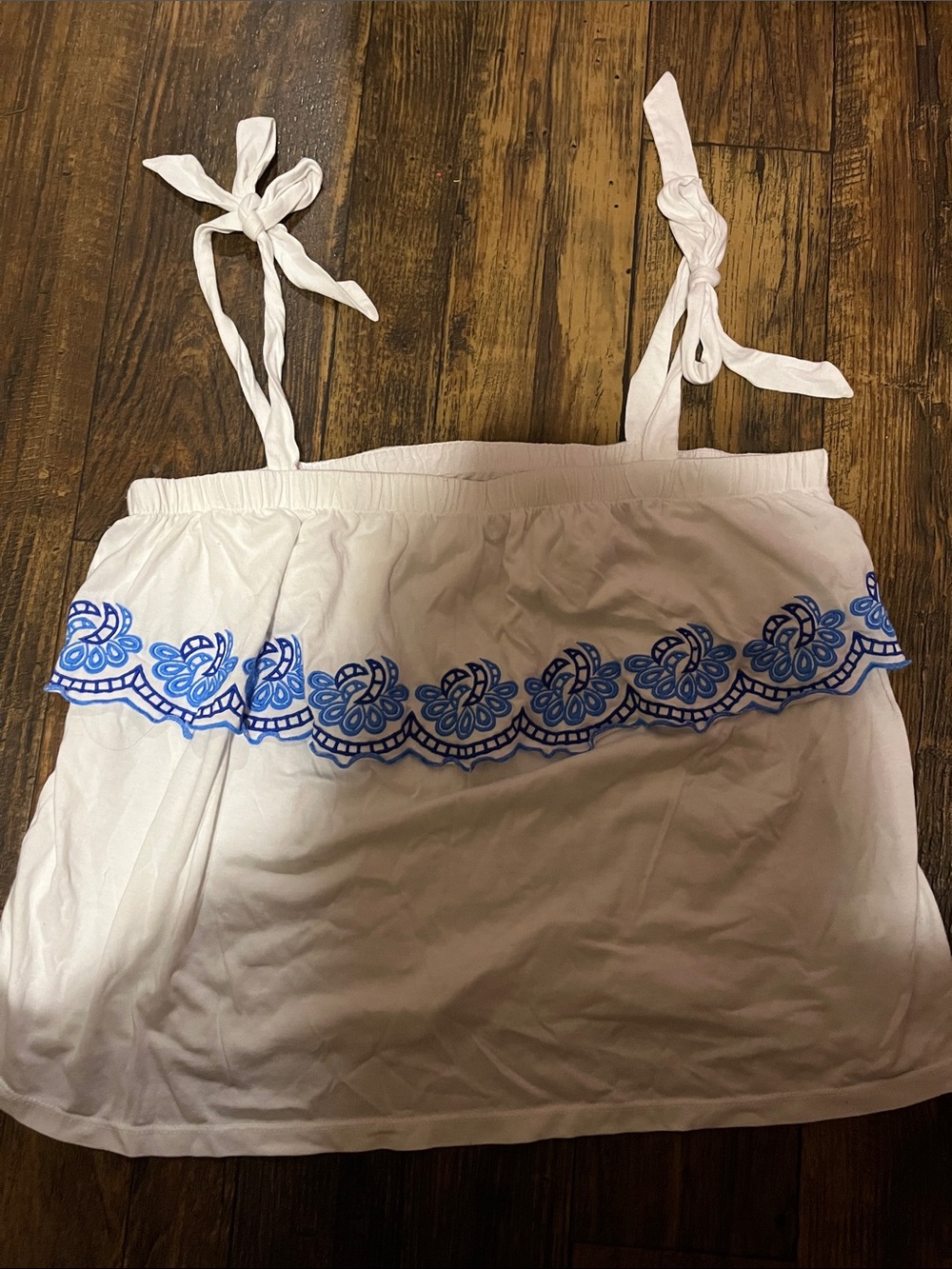 Lilly Pulitzer White Tank Top with Blue Embroidered Trim